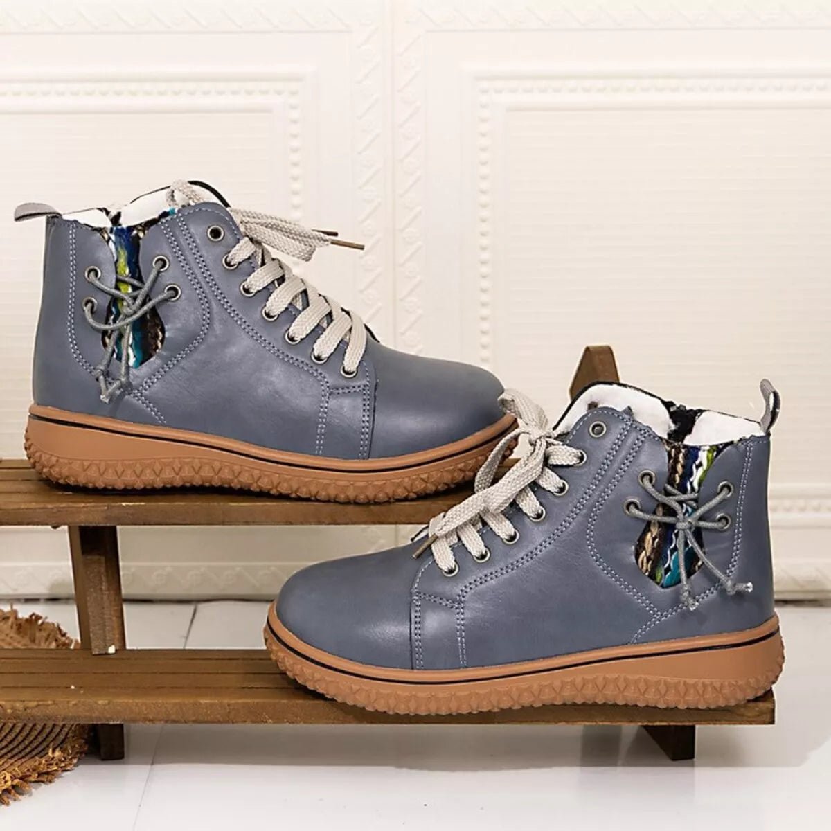 Round Toe Platform Ankle Boots - MAD RUFFI