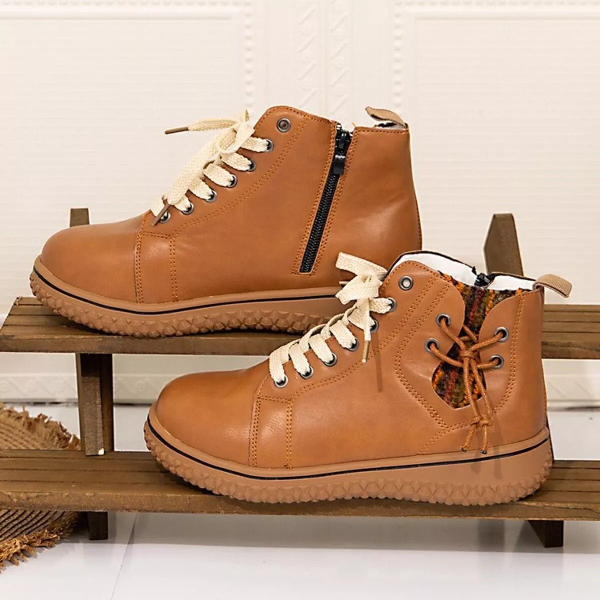 Round Toe Platform Ankle Boots - MAD RUFFI