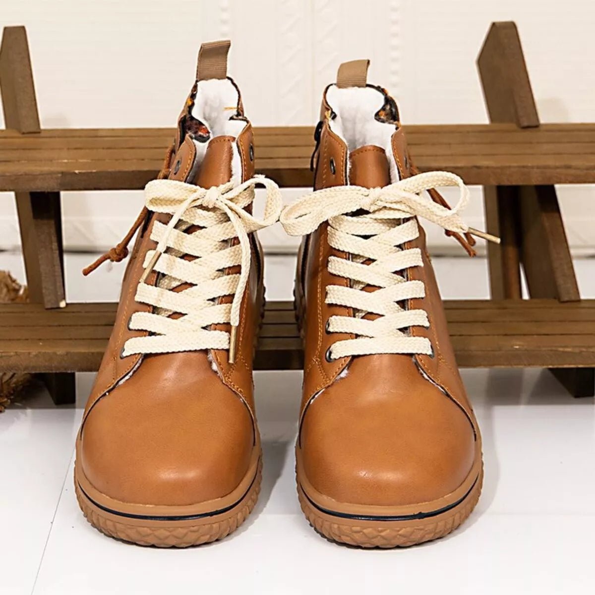 Round Toe Platform Ankle Boots - MAD RUFFI