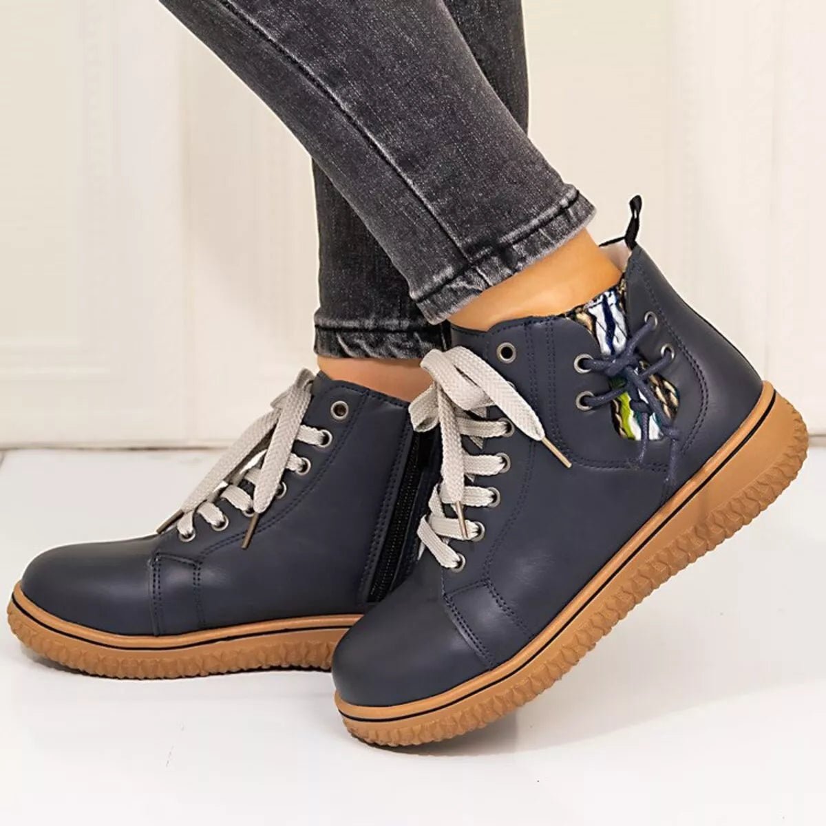 Round Toe Platform Ankle Boots - MAD RUFFI