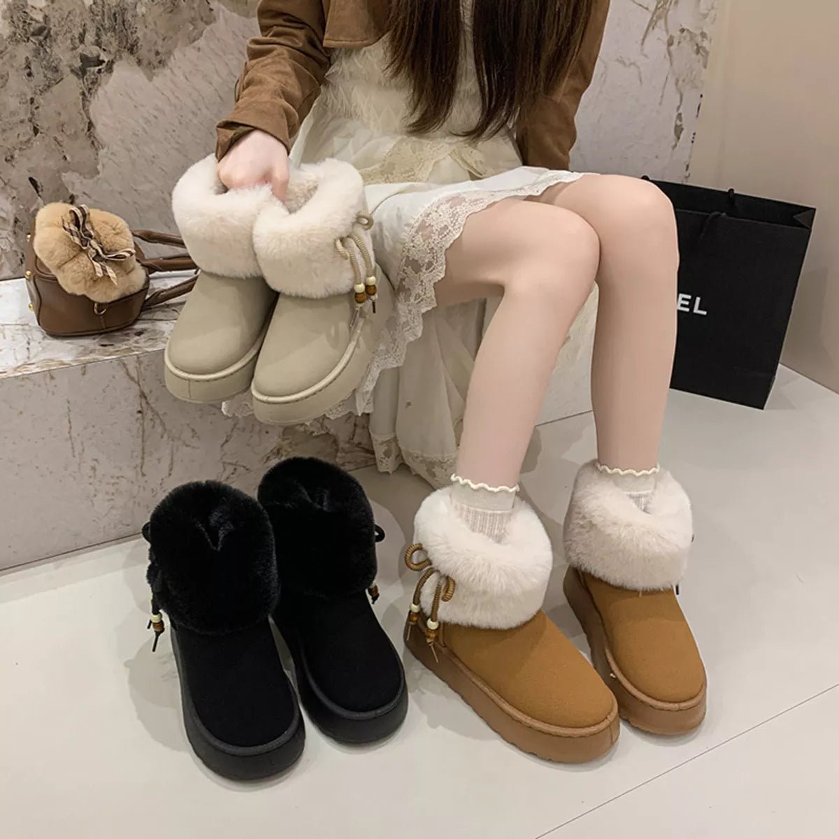 Round Toe Platform Boots - MAD RUFFI