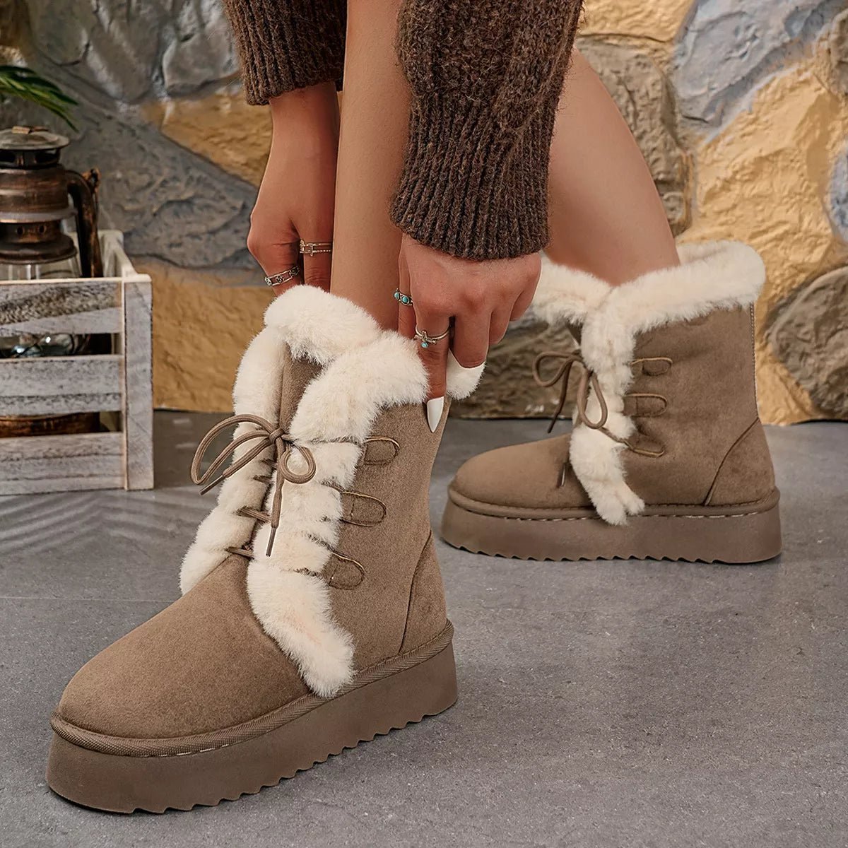 Round Toe Platform Boots - MAD RUFFI