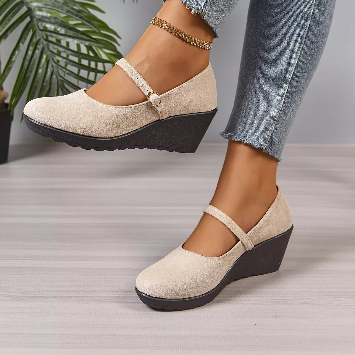 Round Toe Wedge Loafers - MAD RUFFI