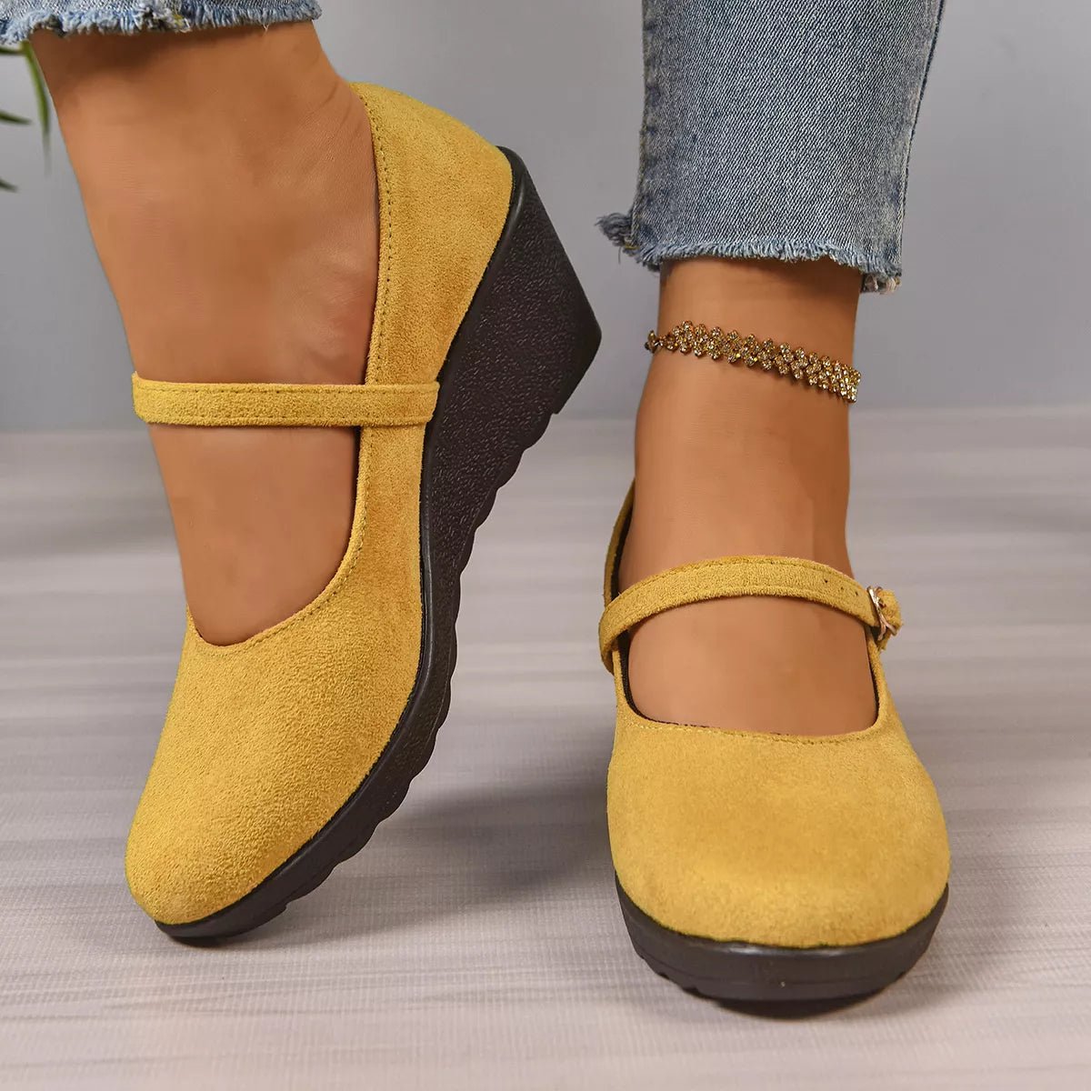 Round Toe Wedge Loafers - MAD RUFFI