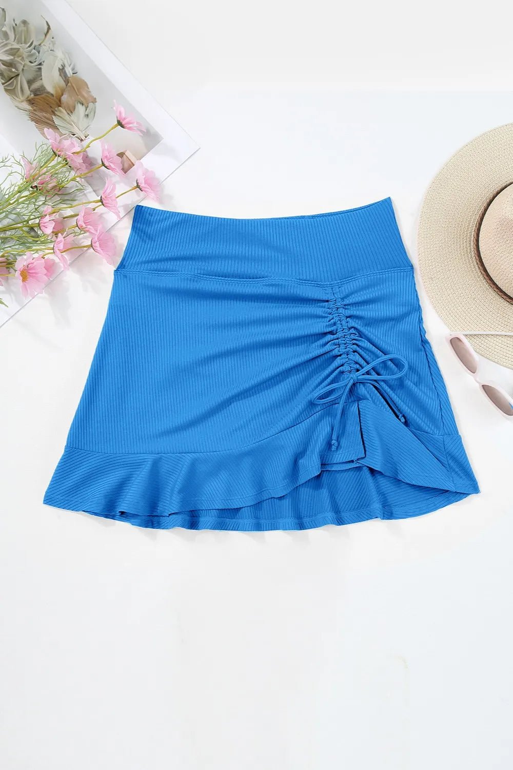 Ruched Elastic Waist Swim Skirt - MAD RUFFI