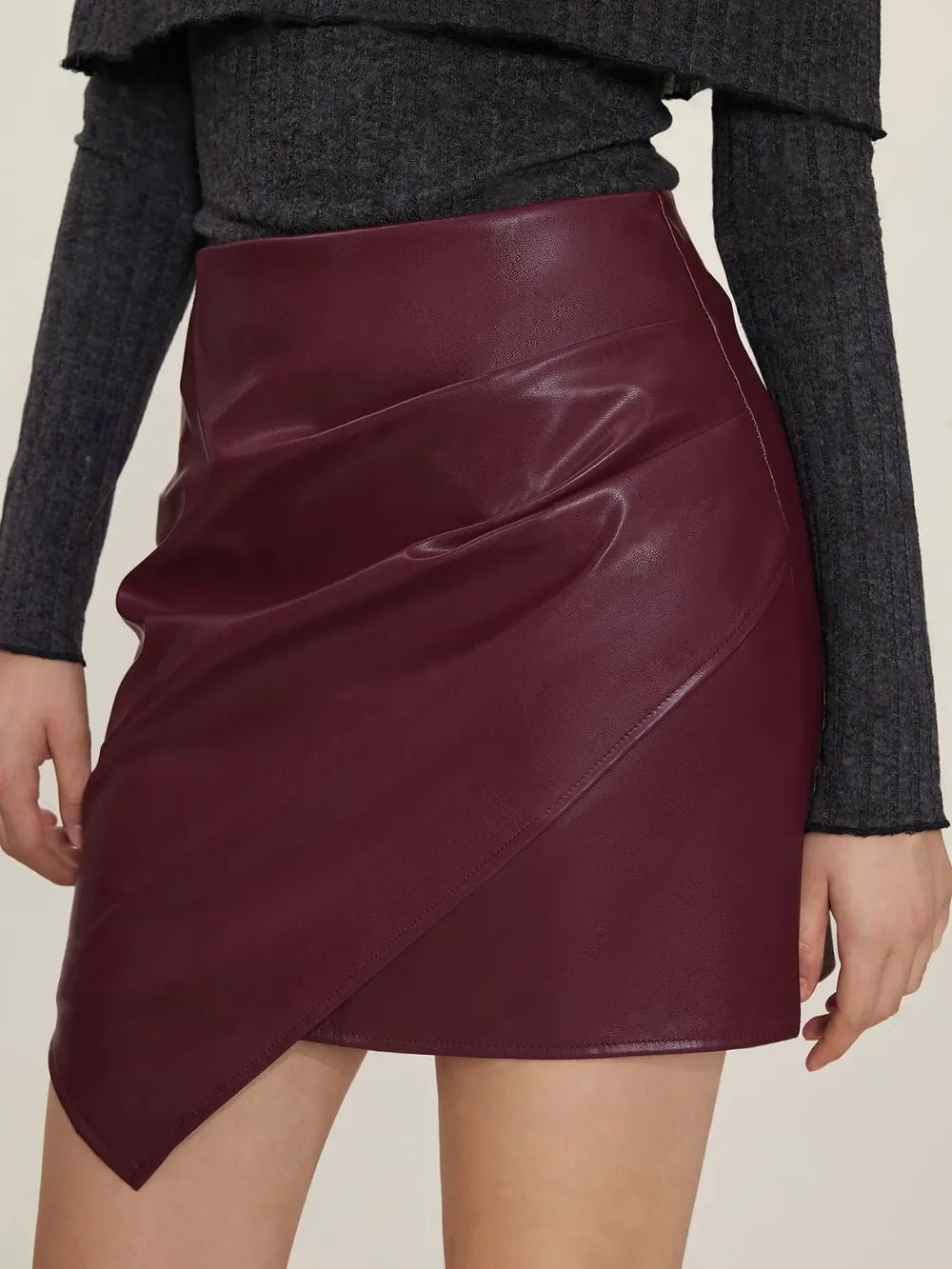 Ruched Mini Skirt with Zipper - MAD RUFFI