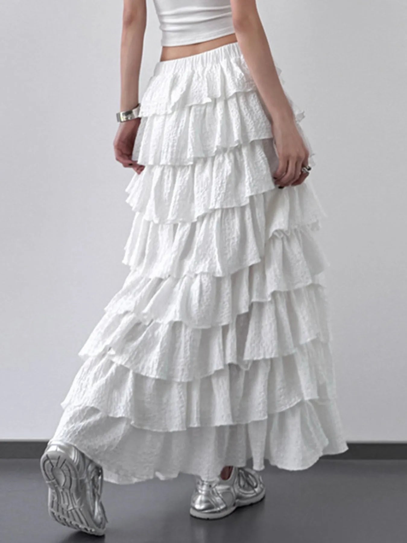 Ruffle Layered Maxi Skirt - MAD RUFFI