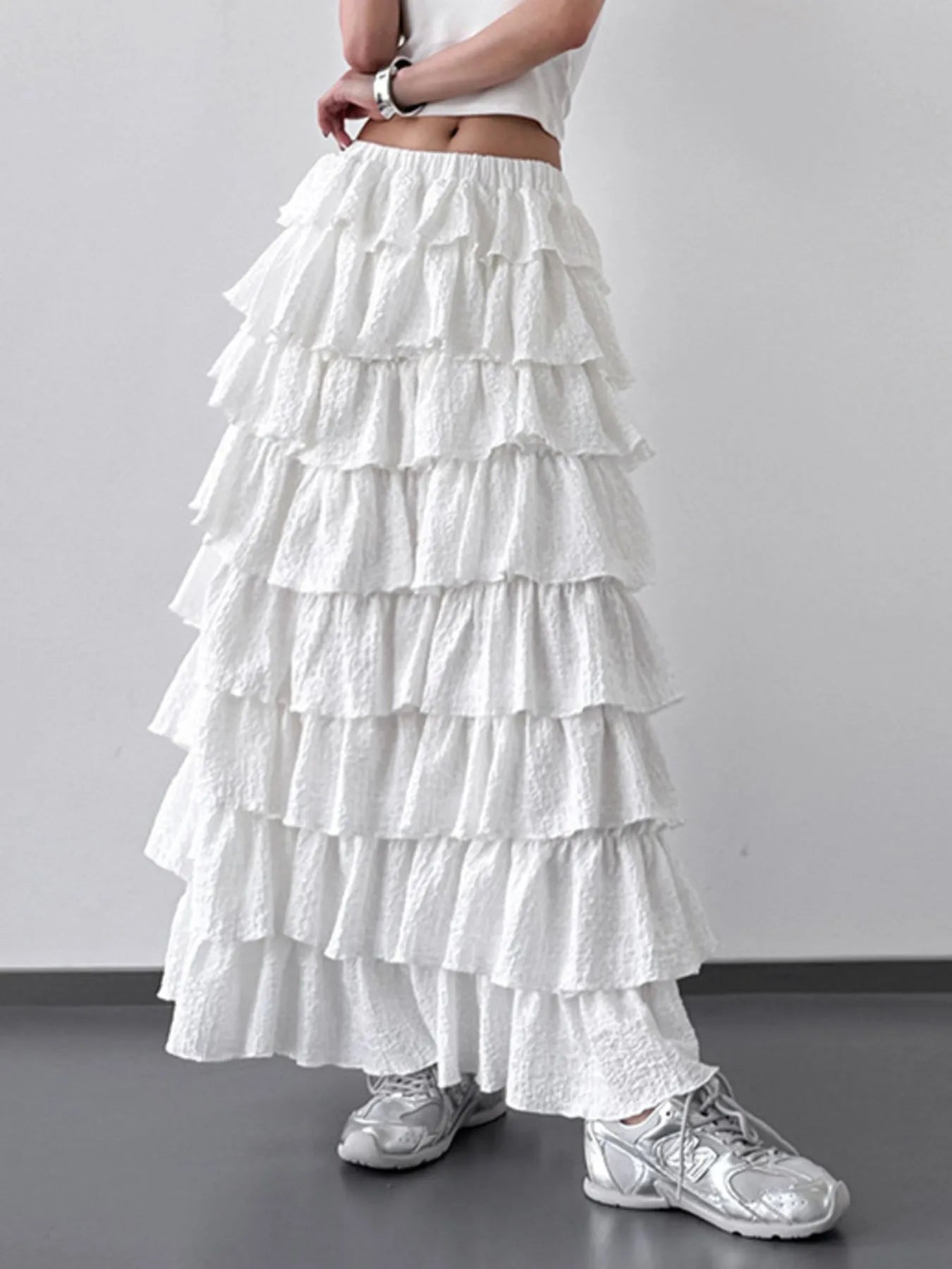 Ruffle Layered Maxi Skirt - MAD RUFFI