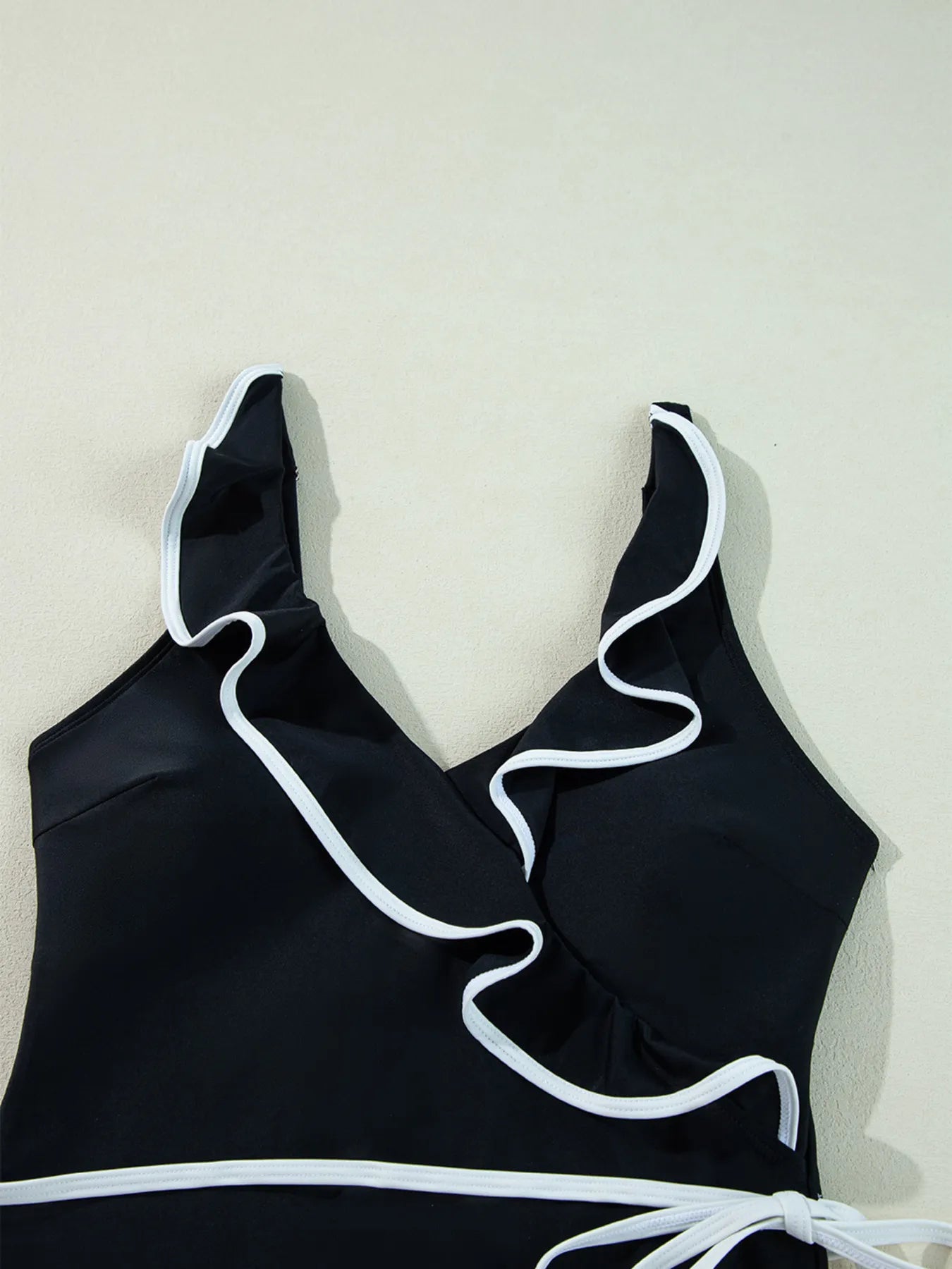 Ruffle Trim V - Neck One - Piece Swimsuit - MAD RUFFI