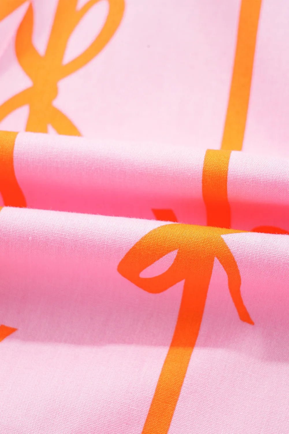 Ruffled Bow Printed Three - Quarter Sleeve Shirt Dress - MAD RUFFI