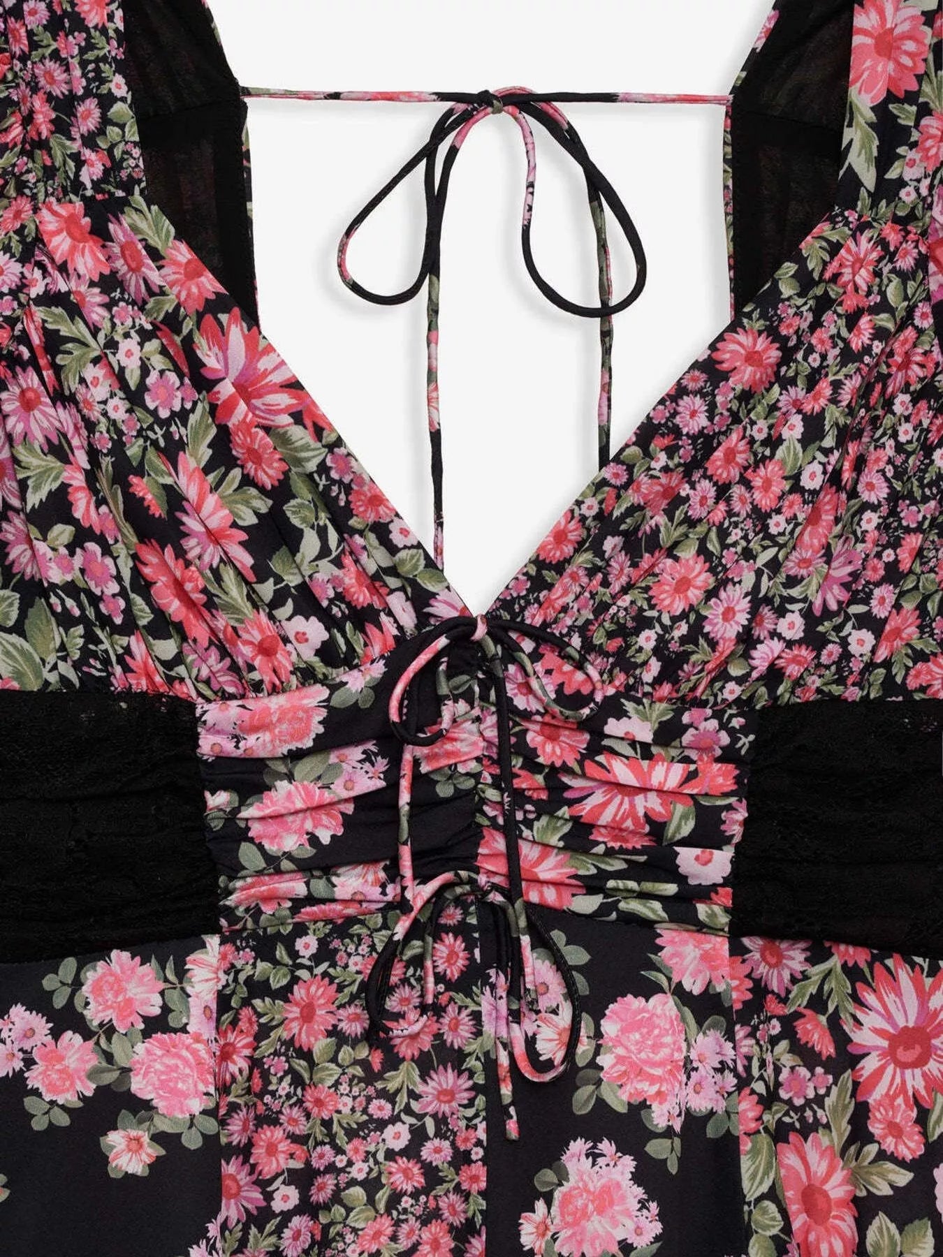 Ruffled Floral Print Half Sleeve Dress - MAD RUFFI