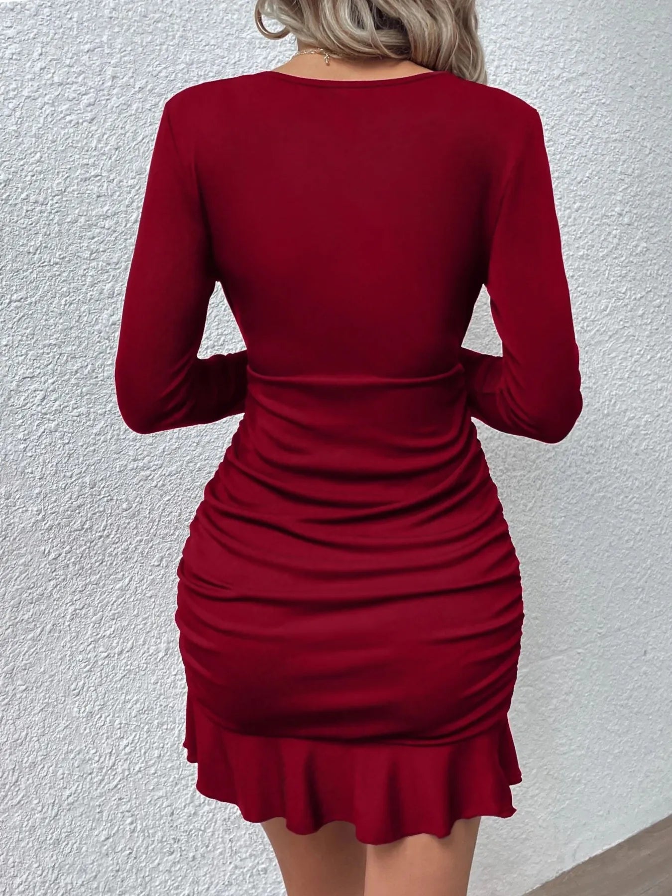 Ruffled Hem Long Sleeve Dress - MAD RUFFI