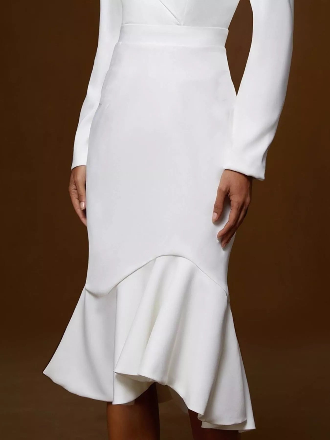 Ruffled Hem Long Sleeve Midi Blazer Dress - MAD RUFFI