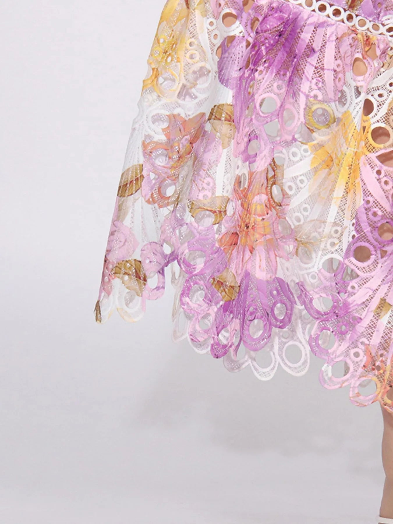 Ruffled Hollow Out Tiered Midi Dress - MAD RUFFI