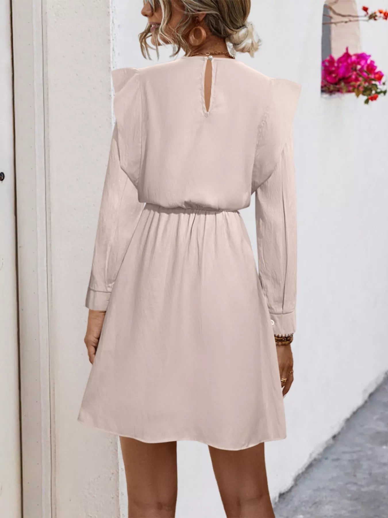 Ruffled Long Sleeve Mini Dress - MAD RUFFI