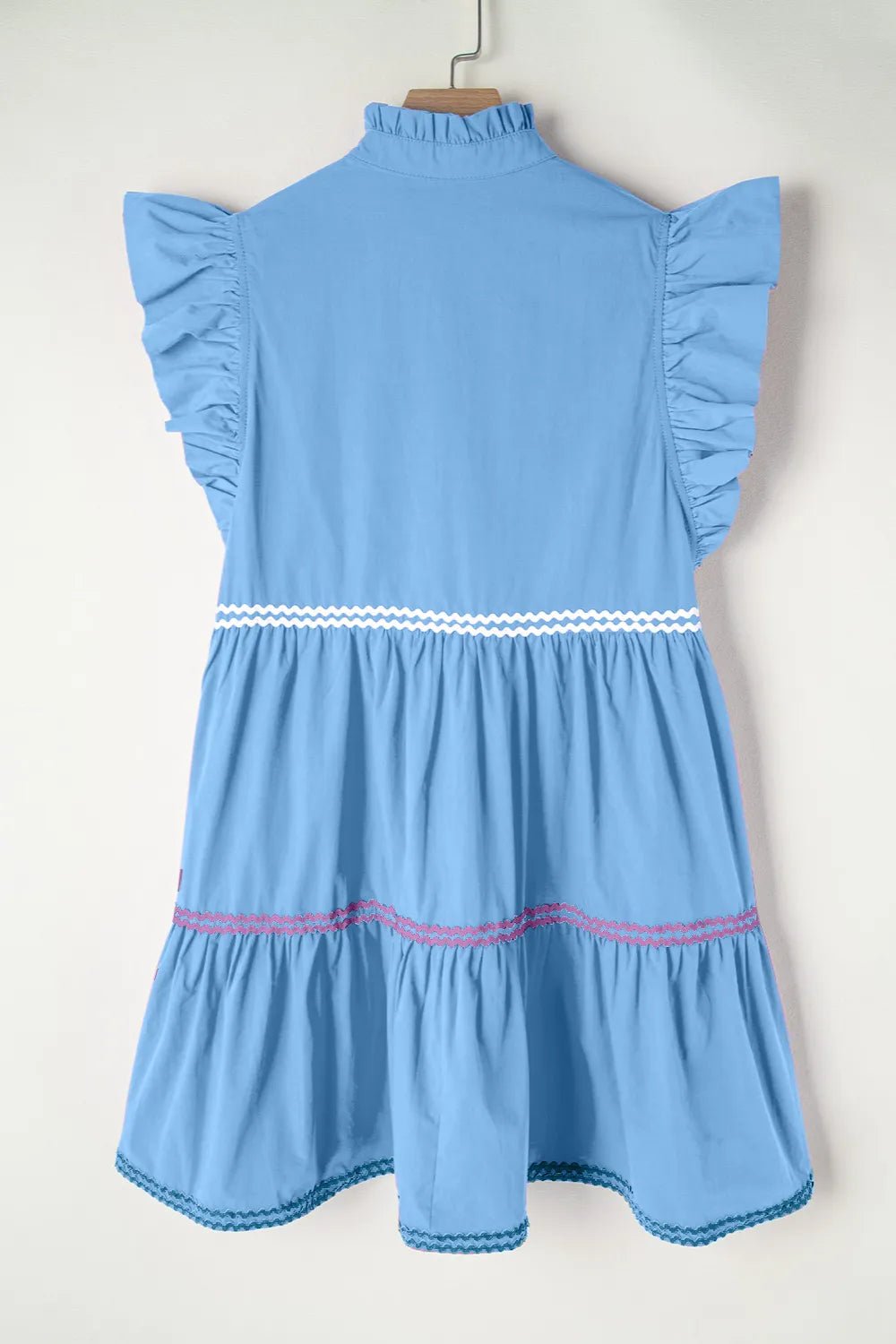 Ruffled Notched Cap Sleeve Mini Dress - MAD RUFFI