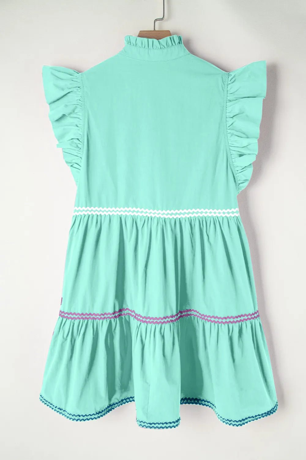 Ruffled Notched Cap Sleeve Mini Dress - MAD RUFFI