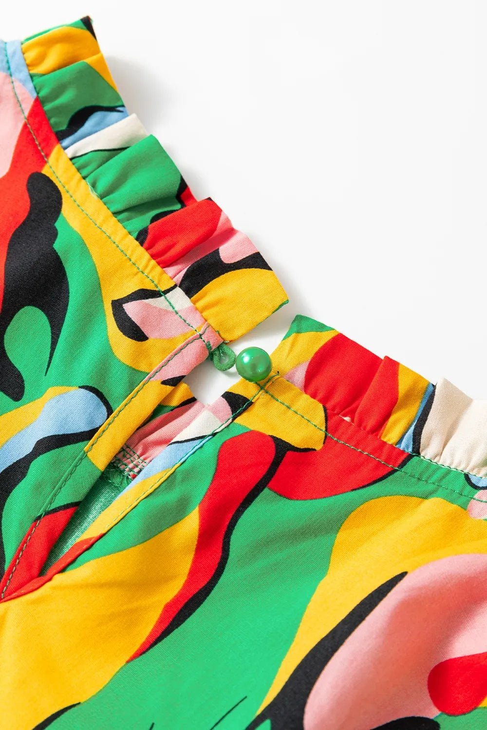 Ruffled Printed Cap Sleeve Mini Dress - MAD RUFFI