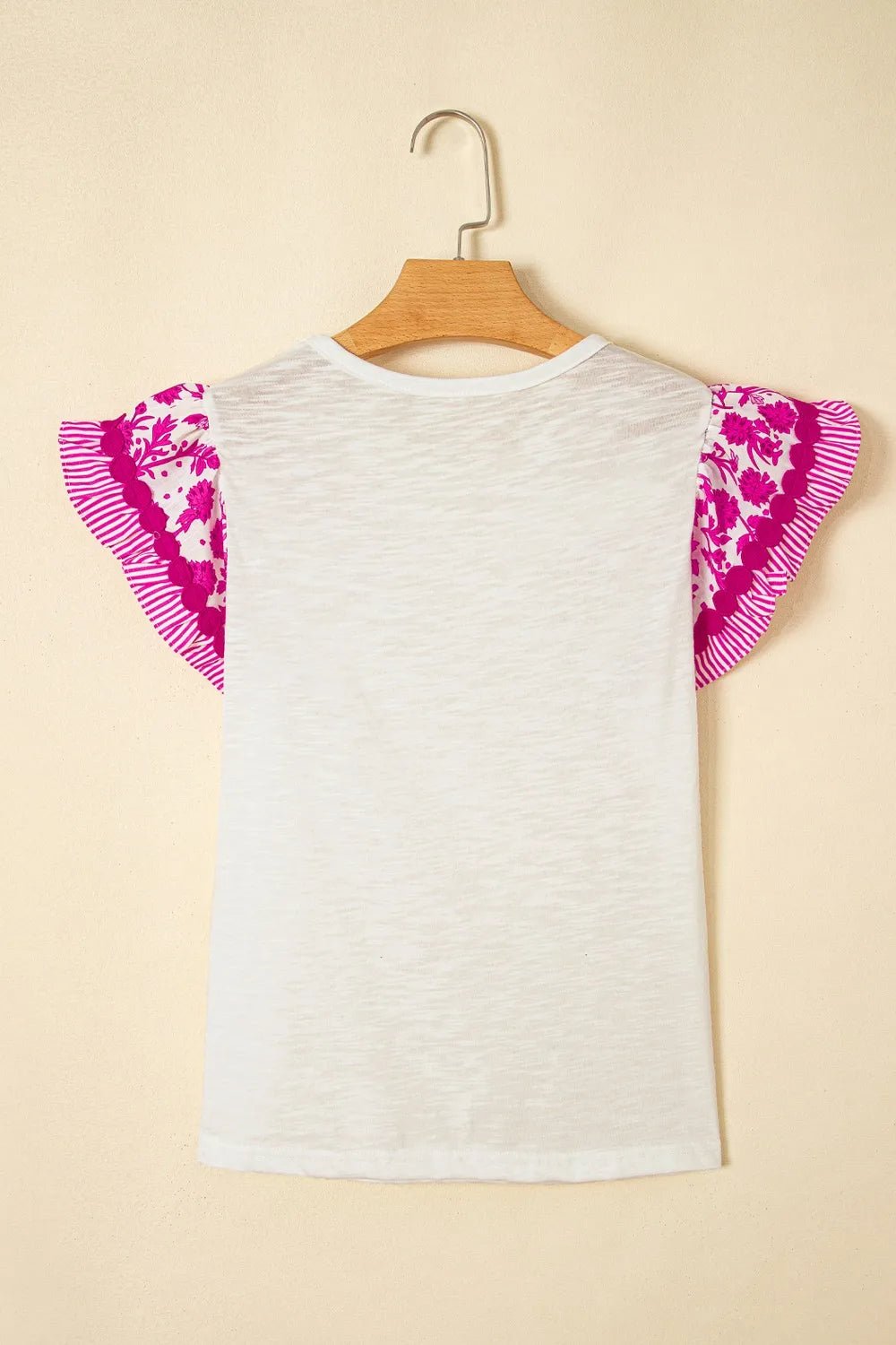 Ruffled Round Neck Cap Sleeve Blouse - MAD RUFFI