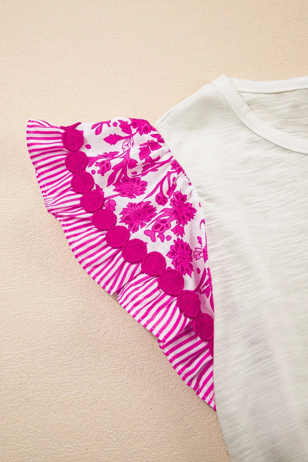 Ruffled Round Neck Cap Sleeve Blouse - MAD RUFFI