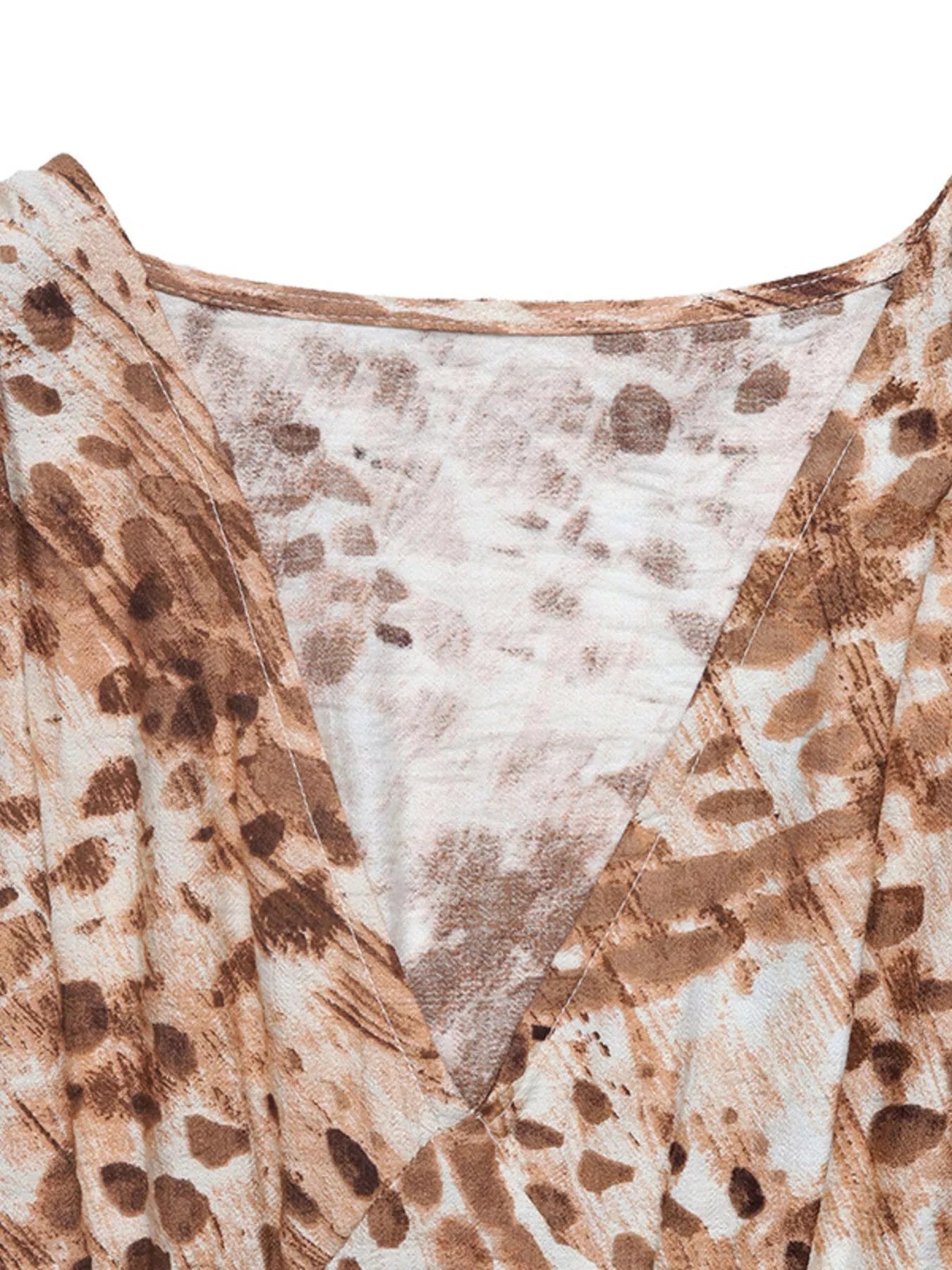 Ruffled V - Neck Balloon Sleeve Dress - MAD RUFFI