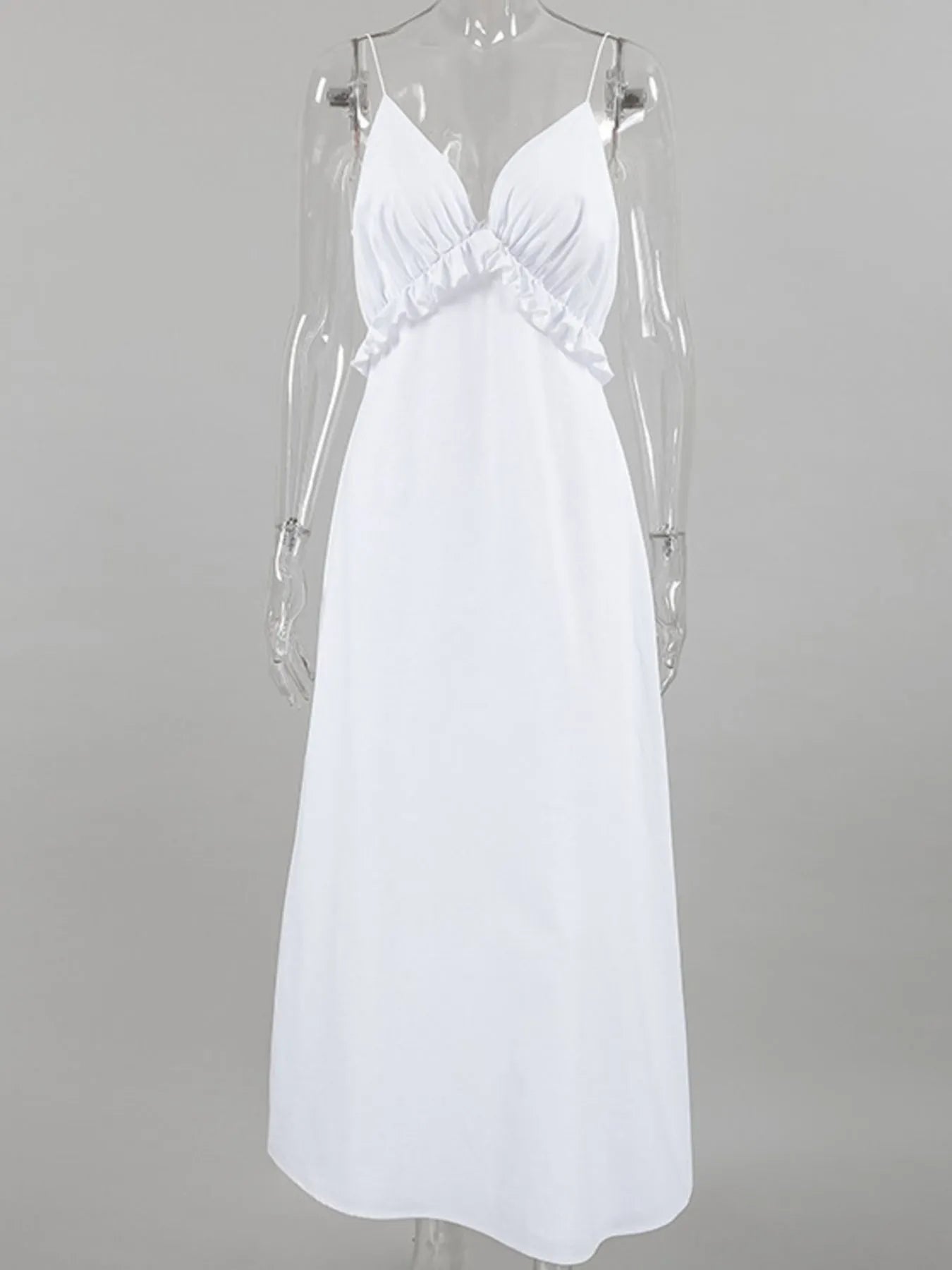 Ruffled V - Neck Maxi Dress - MAD RUFFI