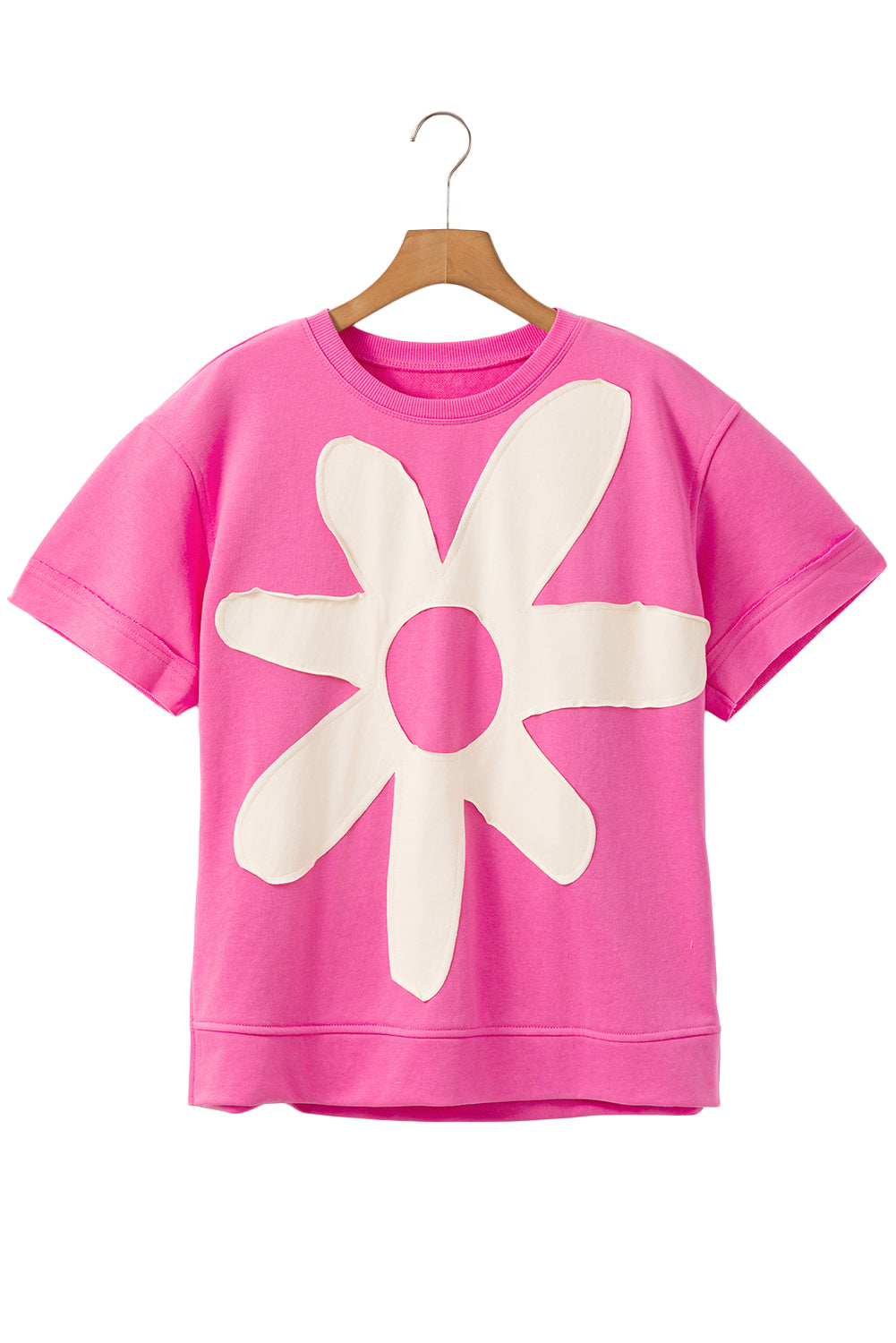 Sachet Pink 60s Flower Applique Slits T-Shirt - MAD RUFFI