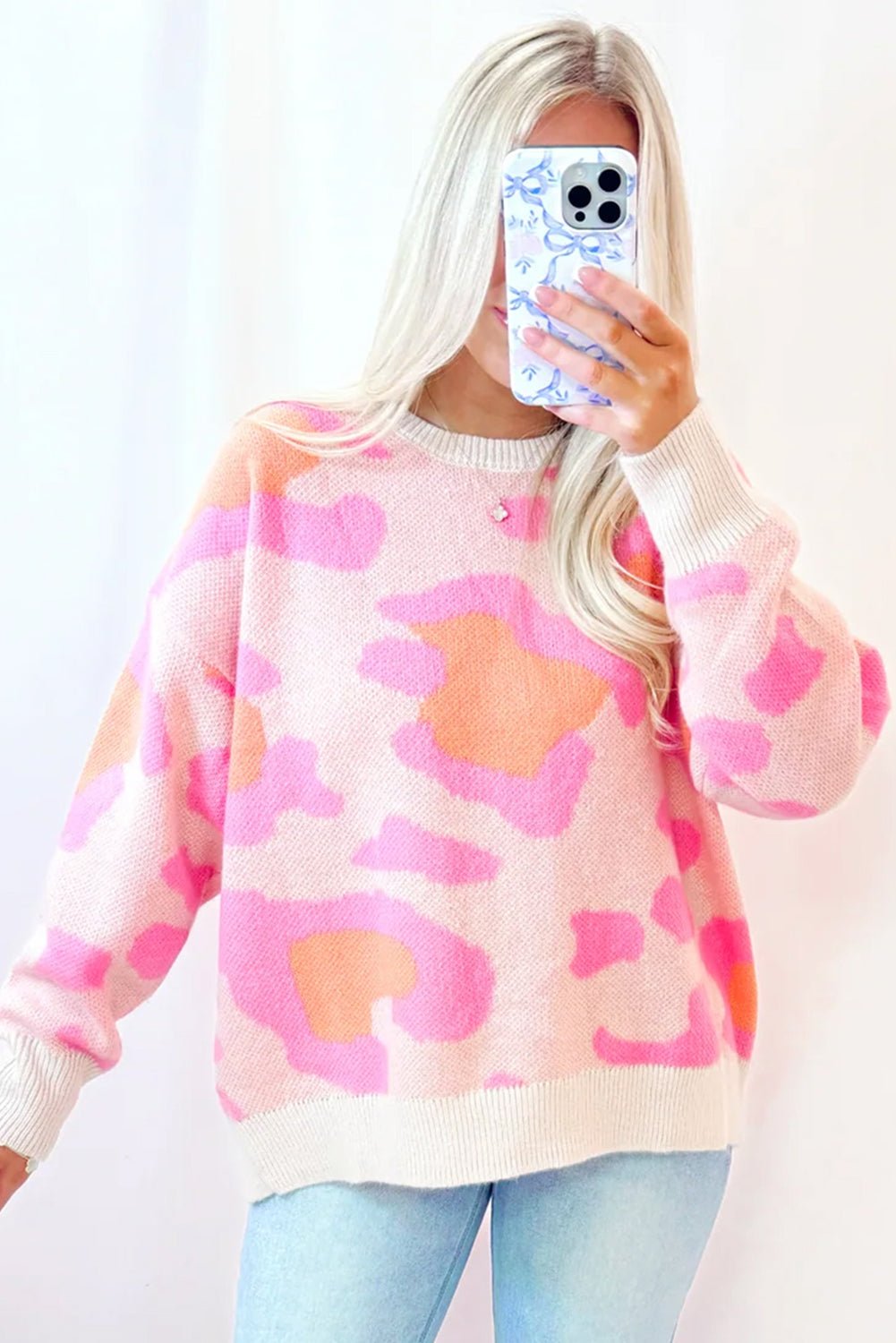 Sachet Pink Cheetah Colorblock Sweater - MAD RUFFI