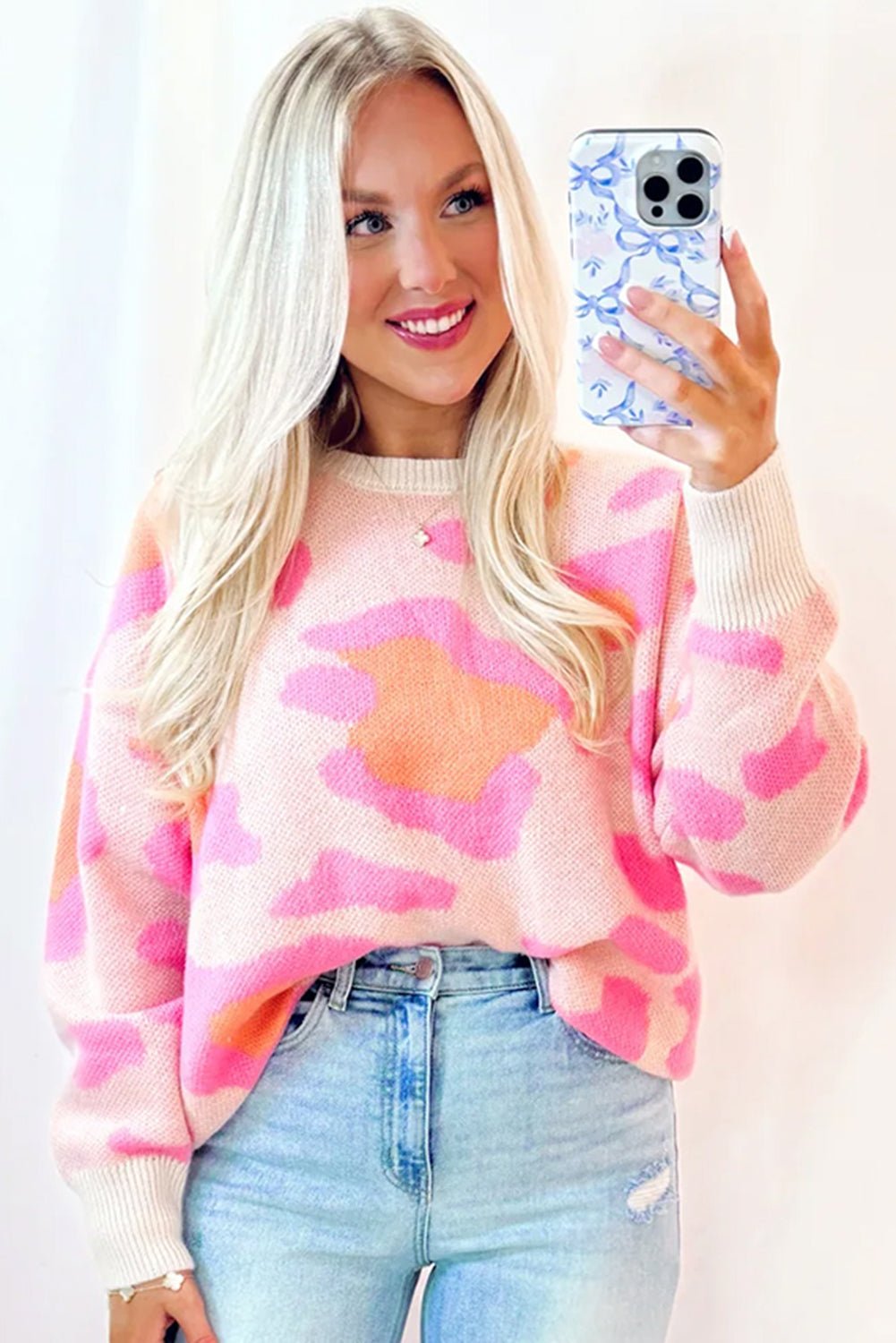 Sachet Pink Cheetah Colorblock Sweater - MAD RUFFI