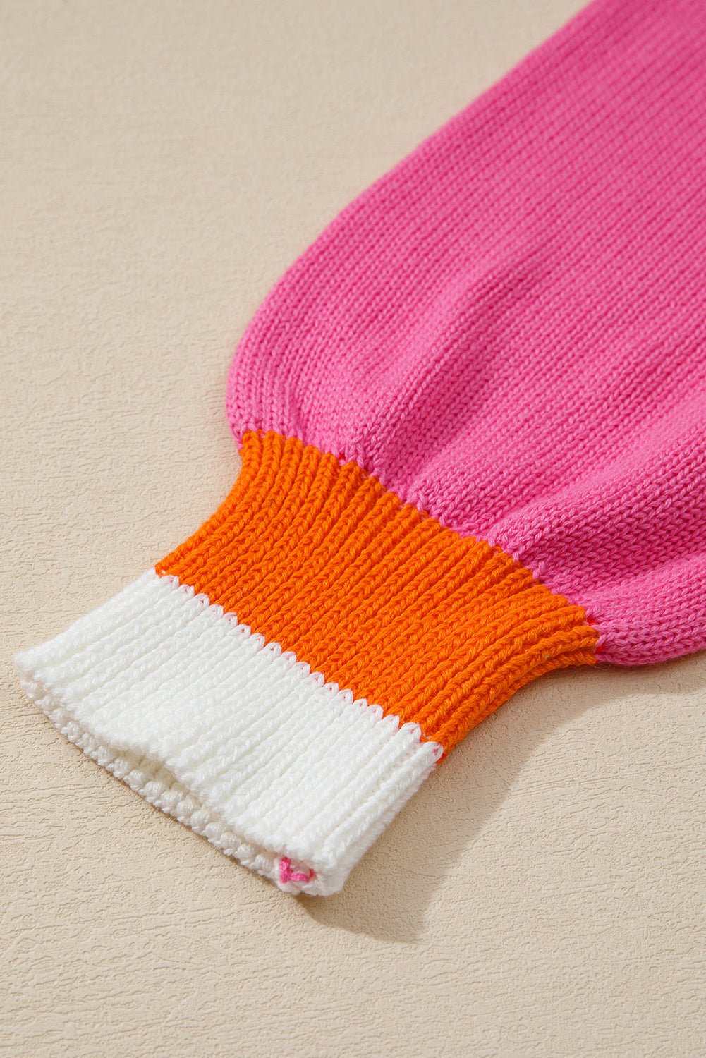 Sachet Pink Contrast Collar Pearl Decor Sweater - MAD RUFFI