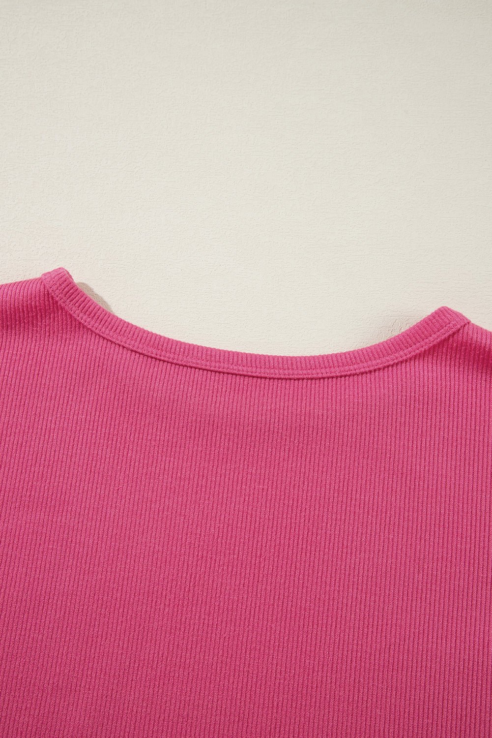 Sachet Pink Flower Patchwork Ribbed Knit Drop Shoulder Top - MAD RUFFI