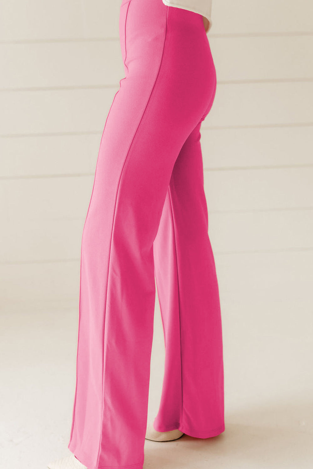 Sachet Pink High Waist Central Seam Flared Pants - MAD RUFFI