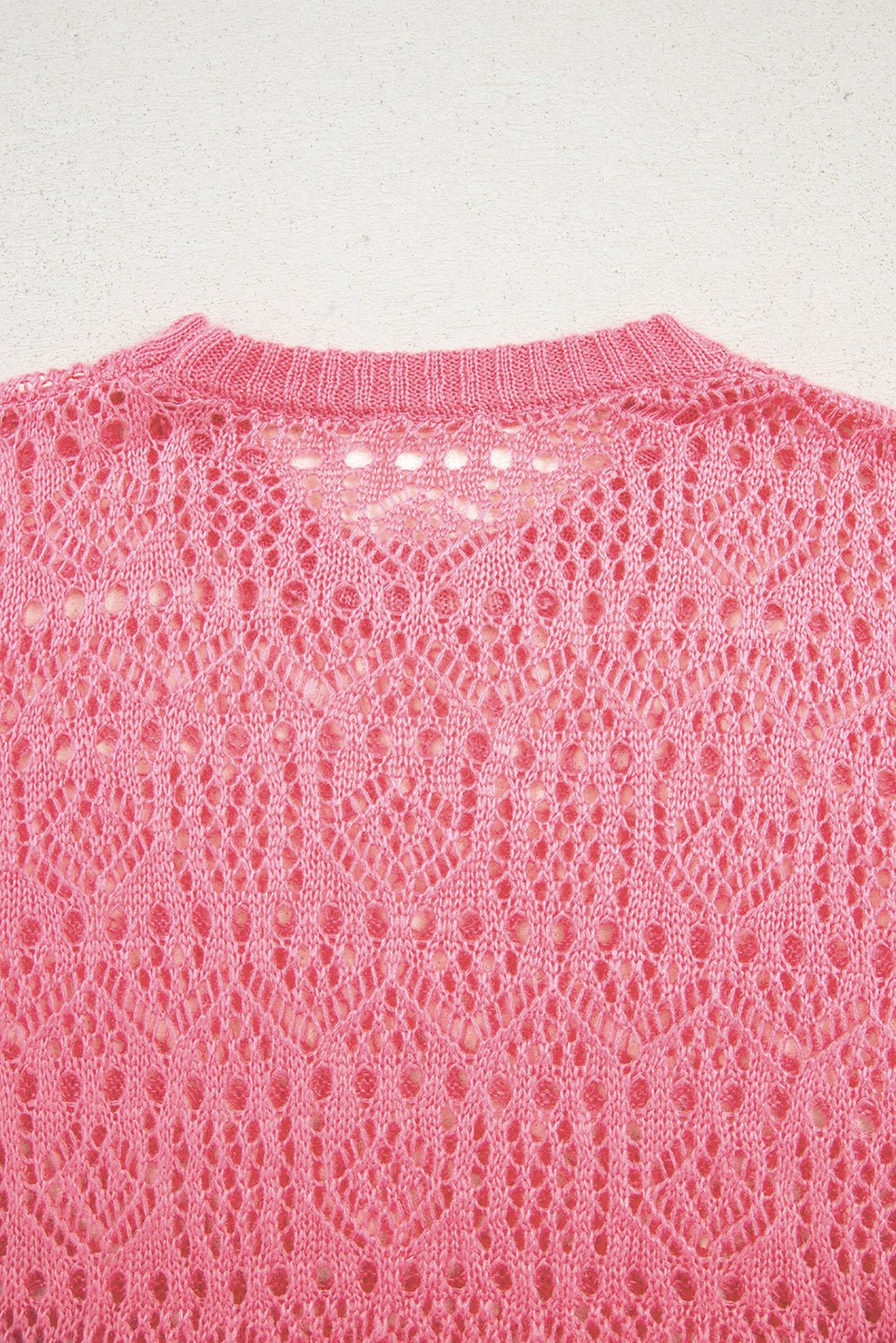 Sachet Pink Plain Hollow Out Knitted Top - MAD RUFFI