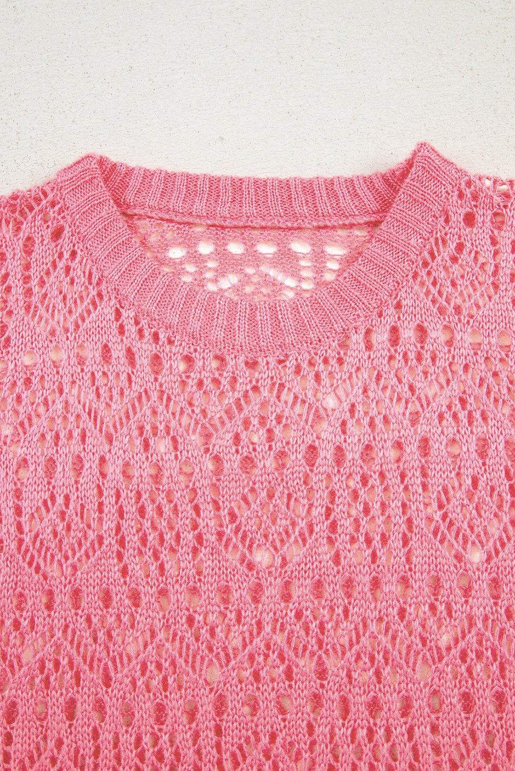 Sachet Pink Plain Hollow Out Knitted Top - MAD RUFFI