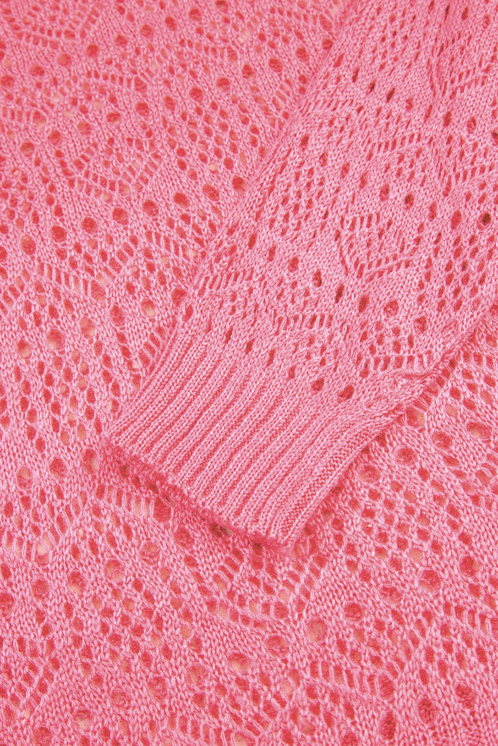 Sachet Pink Plain Hollow Out Knitted Top - MAD RUFFI