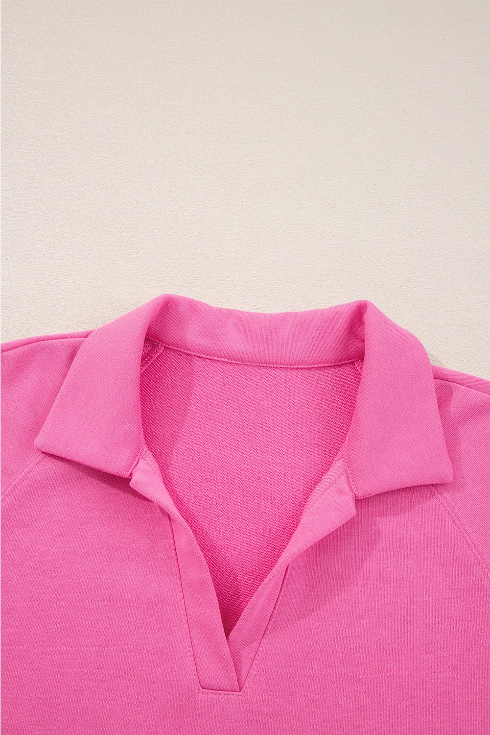 Sachet Pink Solid Color Collared Pullover and Central Seam Pants Set - MAD RUFFI