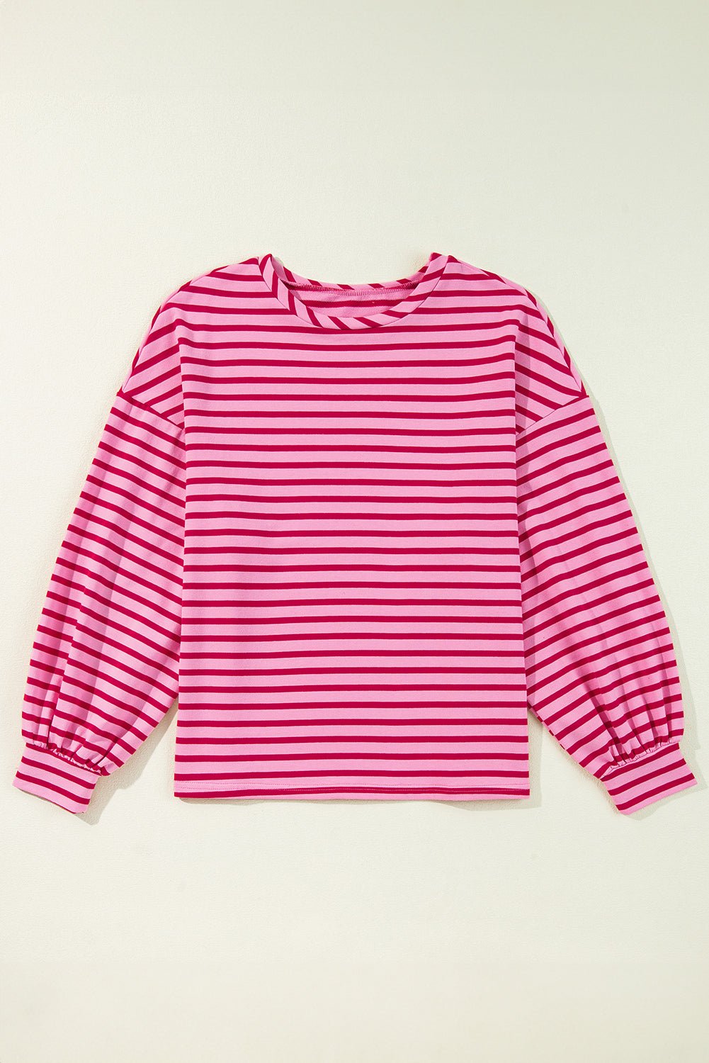 Sachet Pink Striped Oversized Long Sleeve Sweatshirt - MAD RUFFI