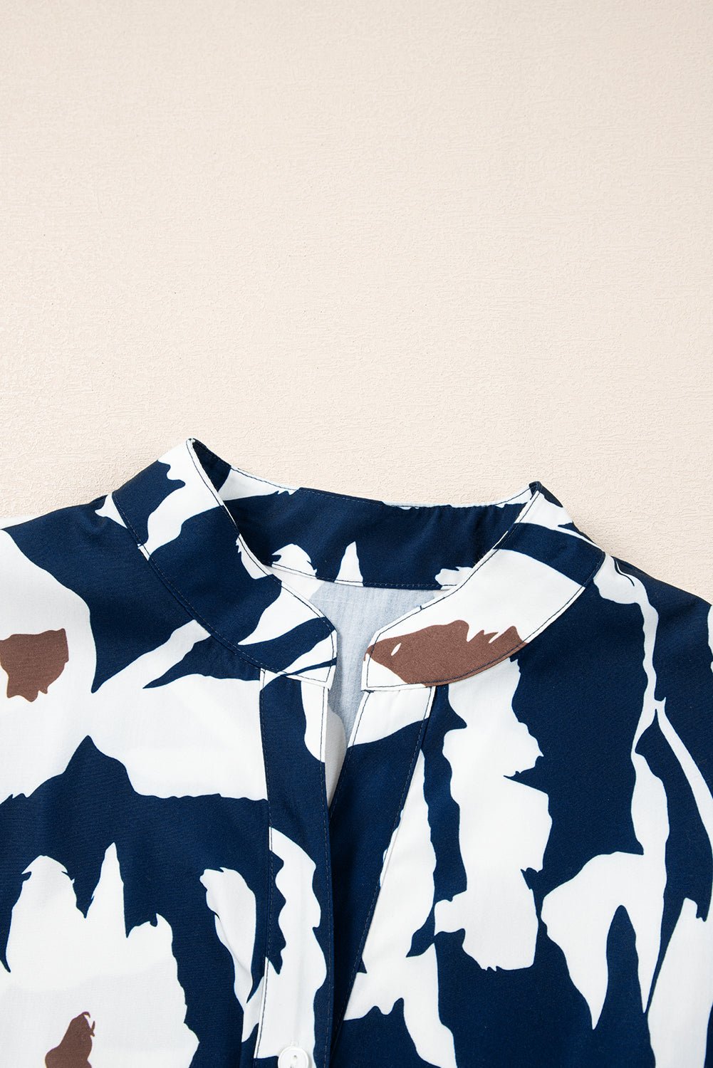 Sail Blue 60s Flower Frill Neck Loose Blouse - MAD RUFFI