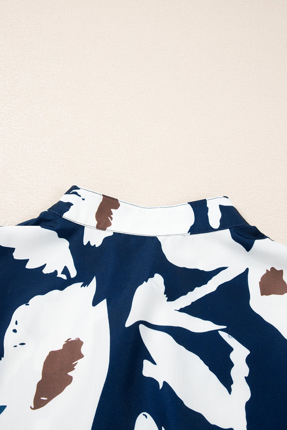 Sail Blue 60s Flower Frill Neck Loose Blouse - MAD RUFFI