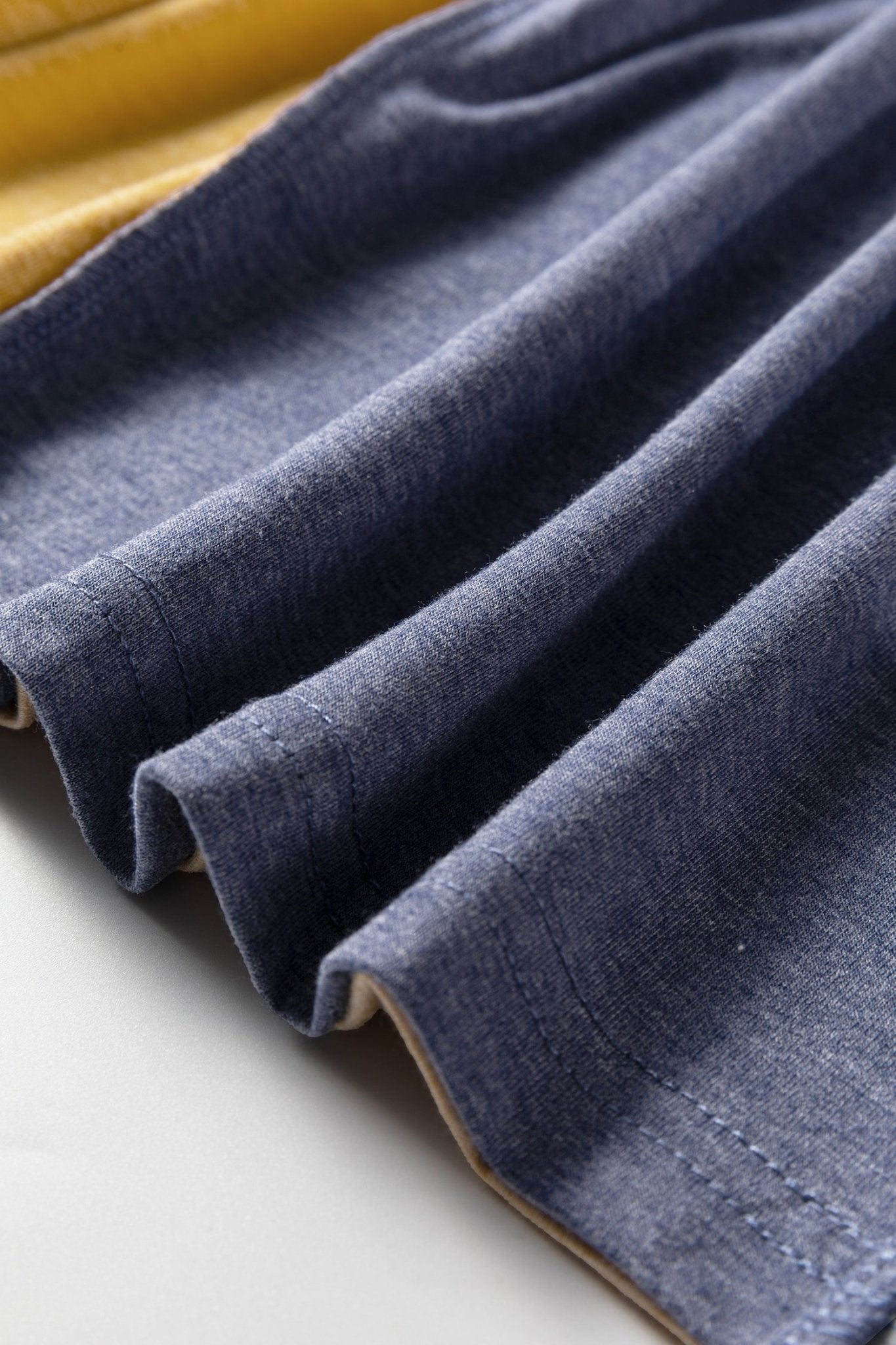 Sail Blue Exposed Stitching Colorblock V Neck Long Sleeve Top - MAD RUFFI