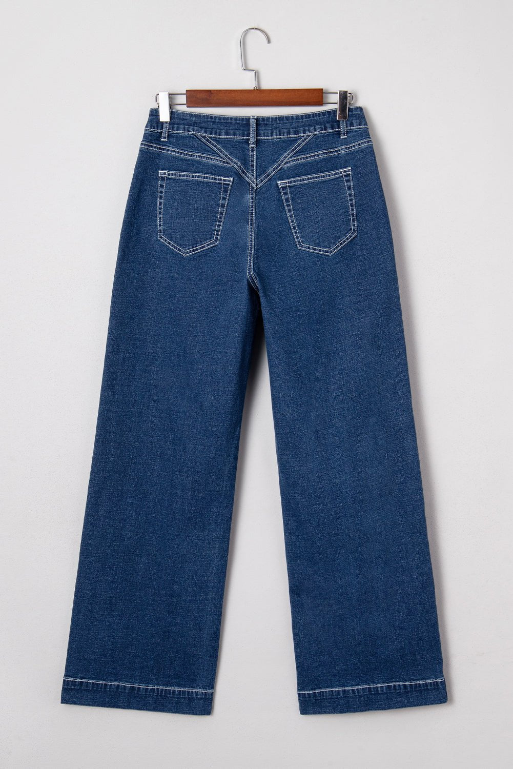 Sail Blue Stitched Waist Detail Cuffed Jeans - MAD RUFFI