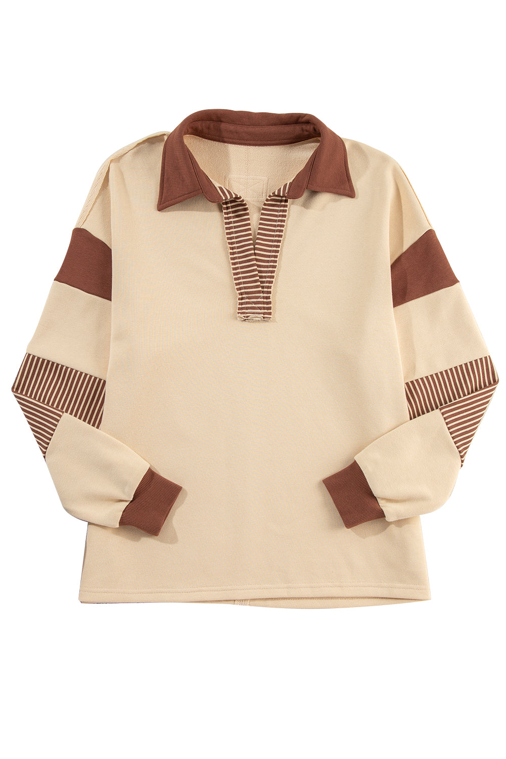 Sail Blue Striped Patchwork Collar Sweatshirt - Sweatshirts & Hoodies