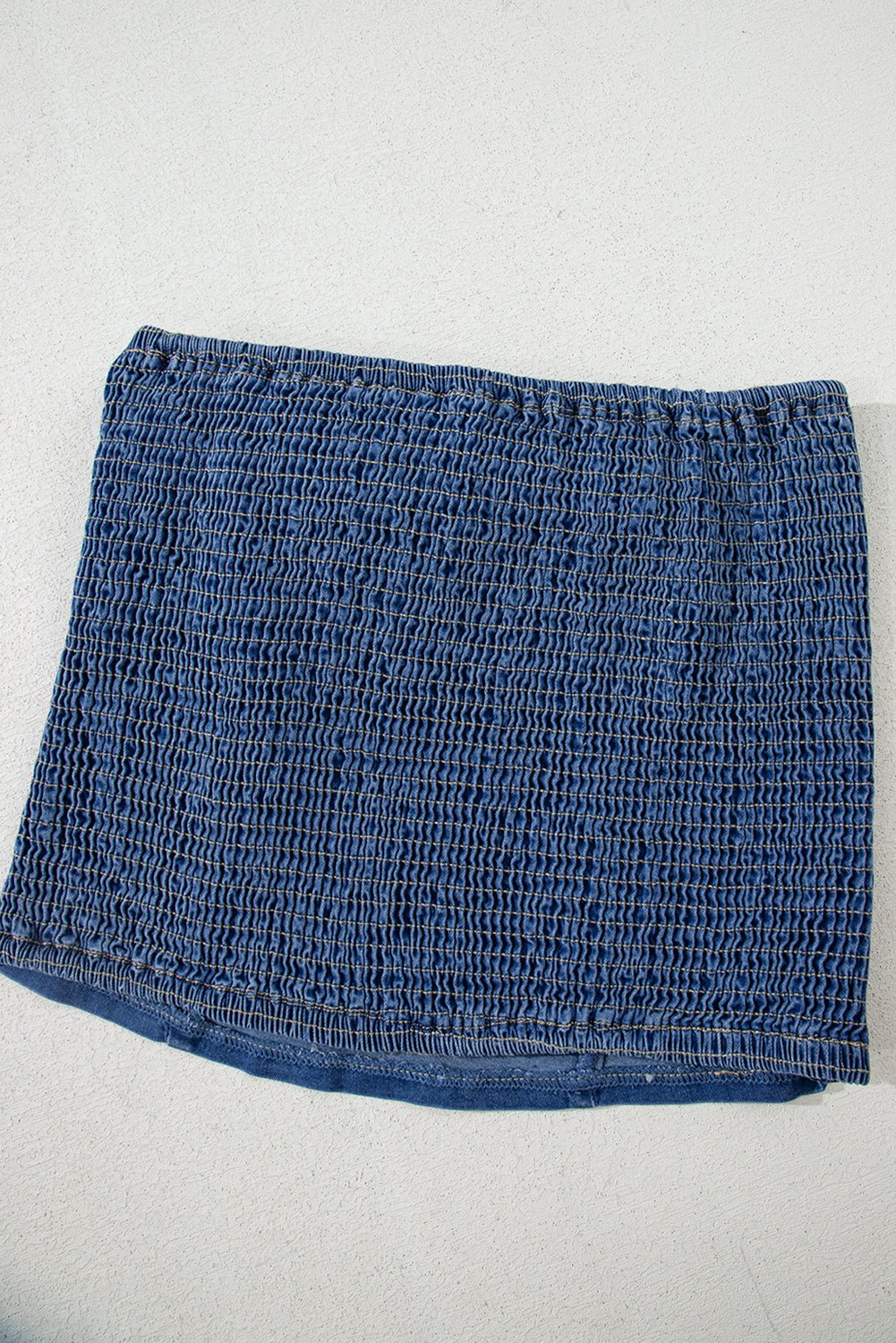 Sail Blue Vintage Bow Front Smocked Back Denim Tube Top - MAD RUFFI