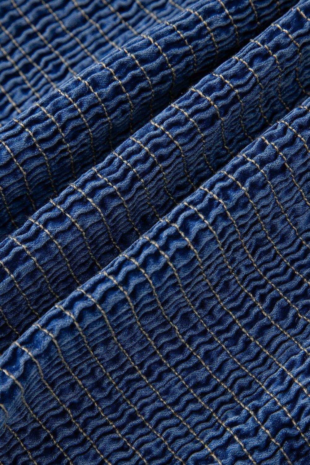 Sail Blue Vintage Bow Front Smocked Back Denim Tube Top - MAD RUFFI