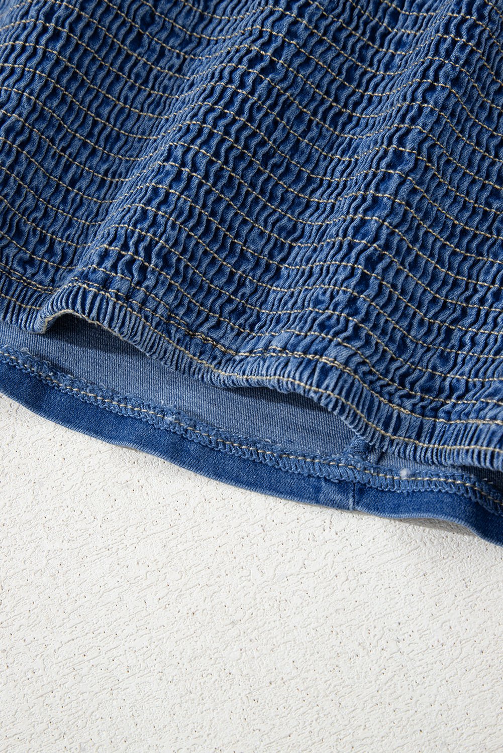 Sail Blue Vintage Bow Front Smocked Back Denim Tube Top - MAD RUFFI