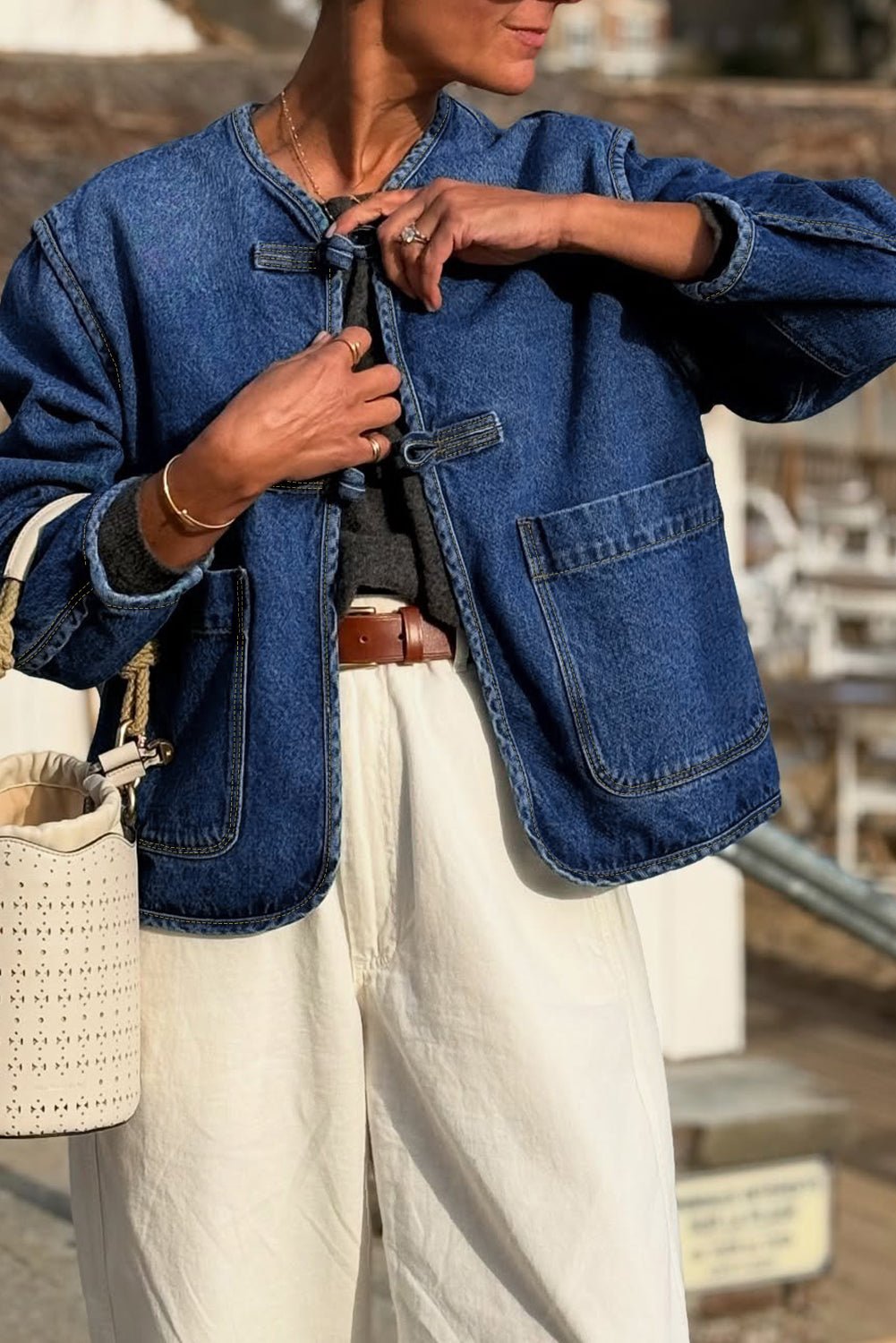 Sail Blue Vintage Pockets Straight Cut Deep Wash Denim Jacket - MAD RUFFI