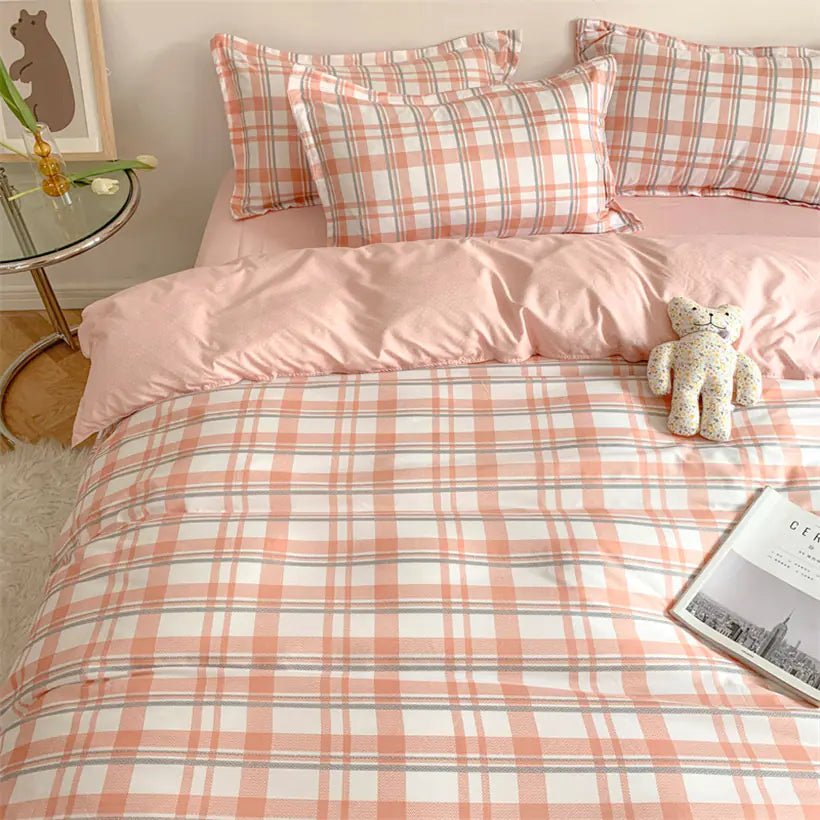 Scandinavian Fashion Quilt Sets with Soft Plaid Sheets - MAD RUFFI