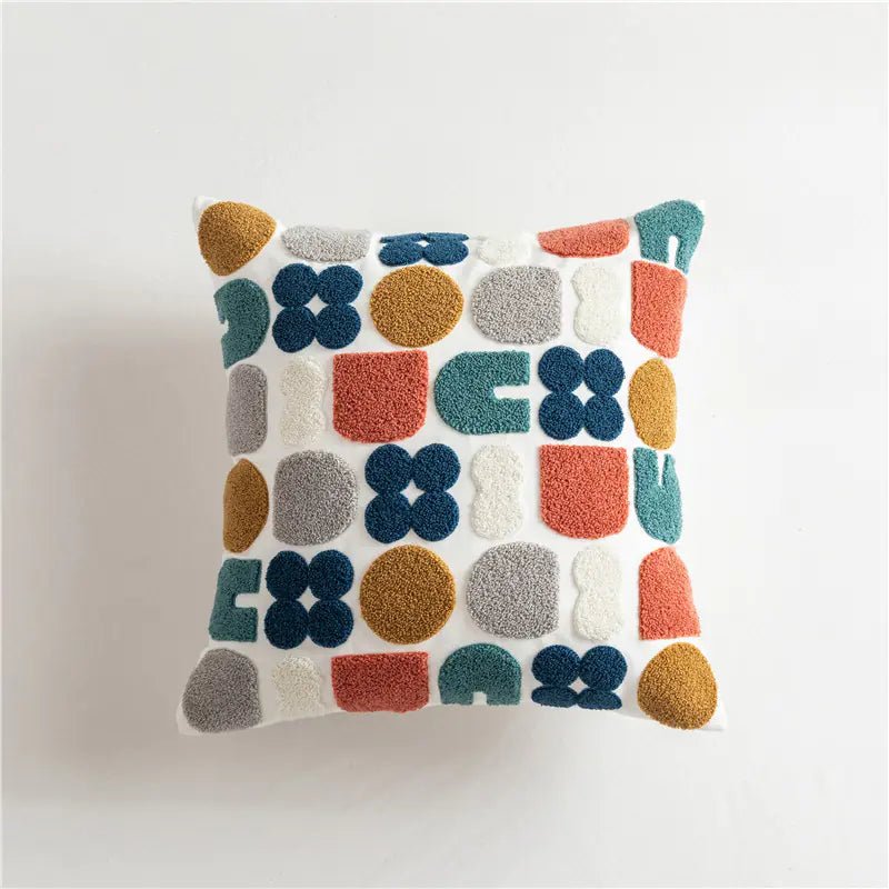 Scandinavian Geometric Cotton Embroidered Pillow Cover - MAD RUFFI