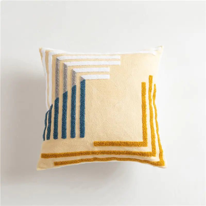 Scandinavian Geometric Cotton Embroidered Pillow Cover - MAD RUFFI