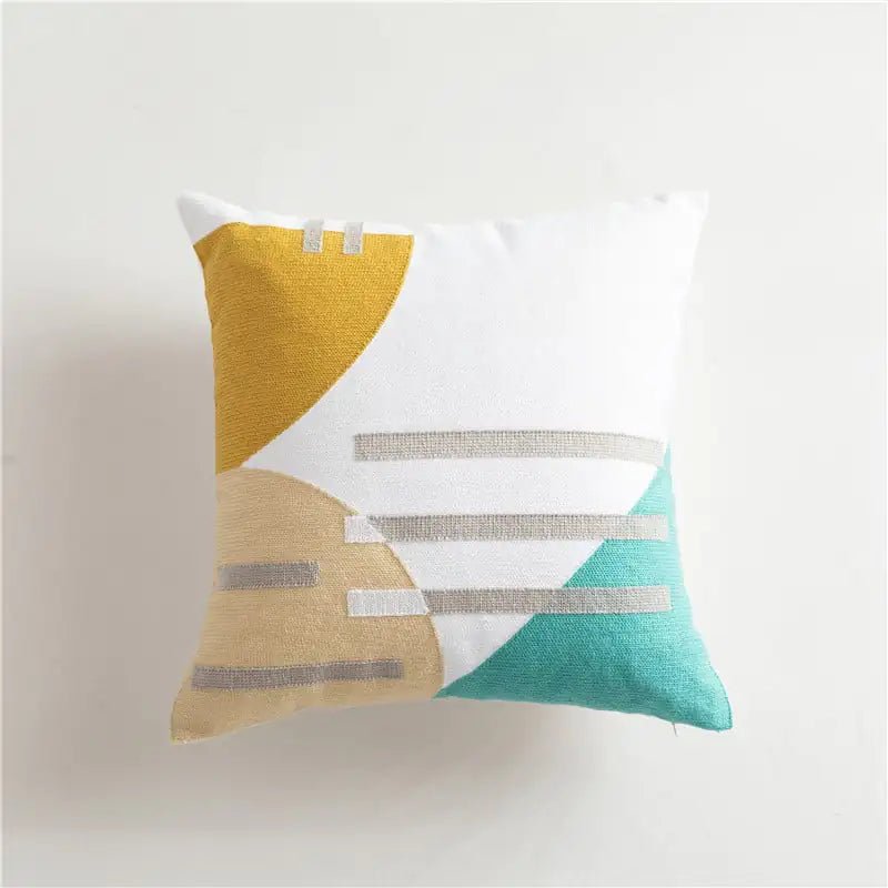 Scandinavian Geometric Cotton Embroidered Pillow Cover - MAD RUFFI